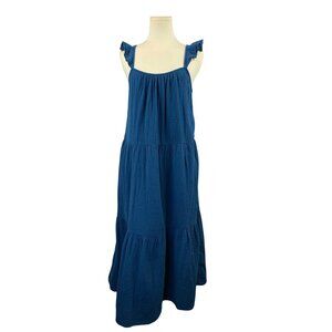 J.Crew Womens Blue Tiered Dress XSP Cotton